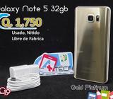 Samsung Galaxy Note 5 Gold Platinum de 32gb Nitida, Libre de Fabrica